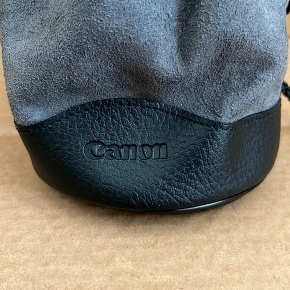 Canon LP1219 Faux Suede and Leather Drawstring Camera Lens Pouch